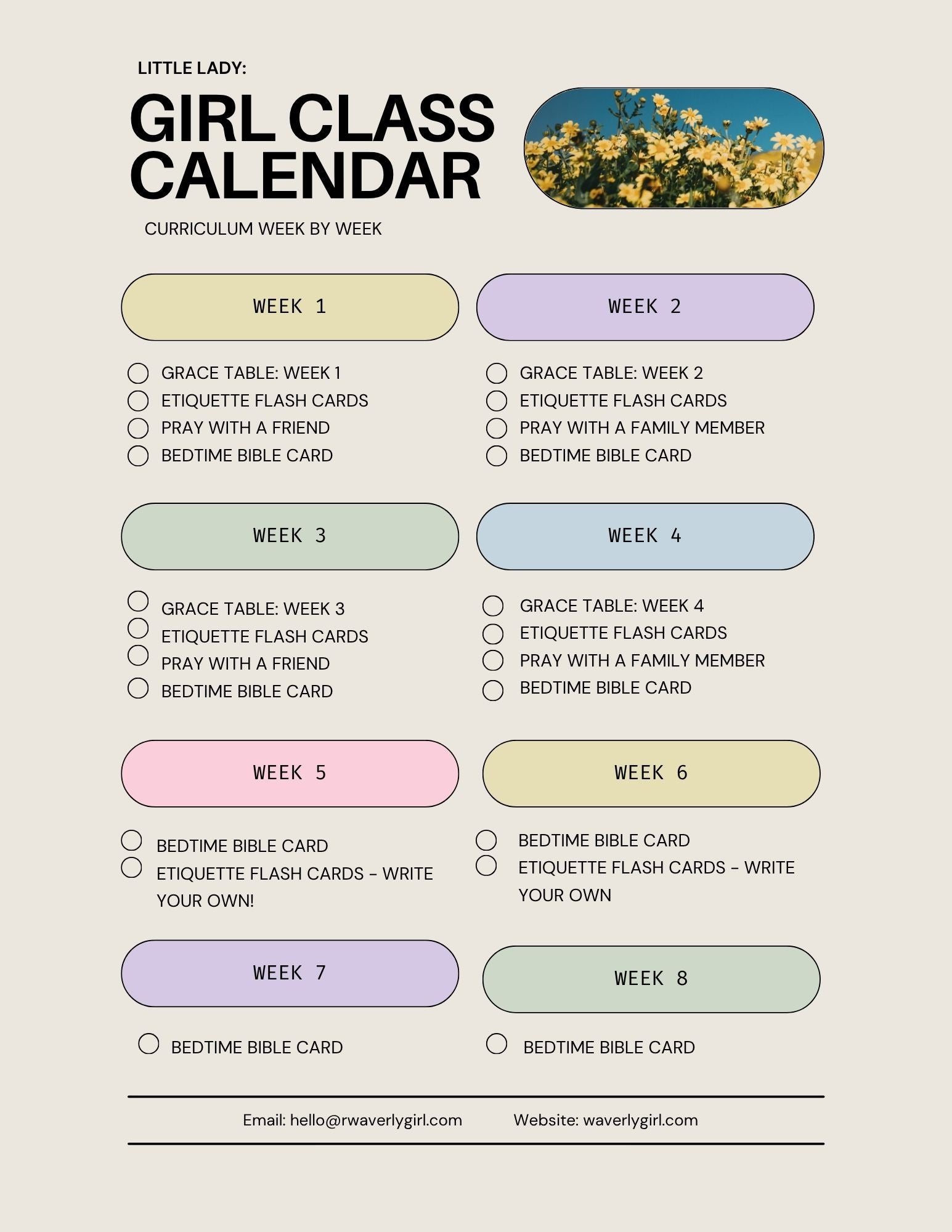 Little Lady Fall Etiquette Packet