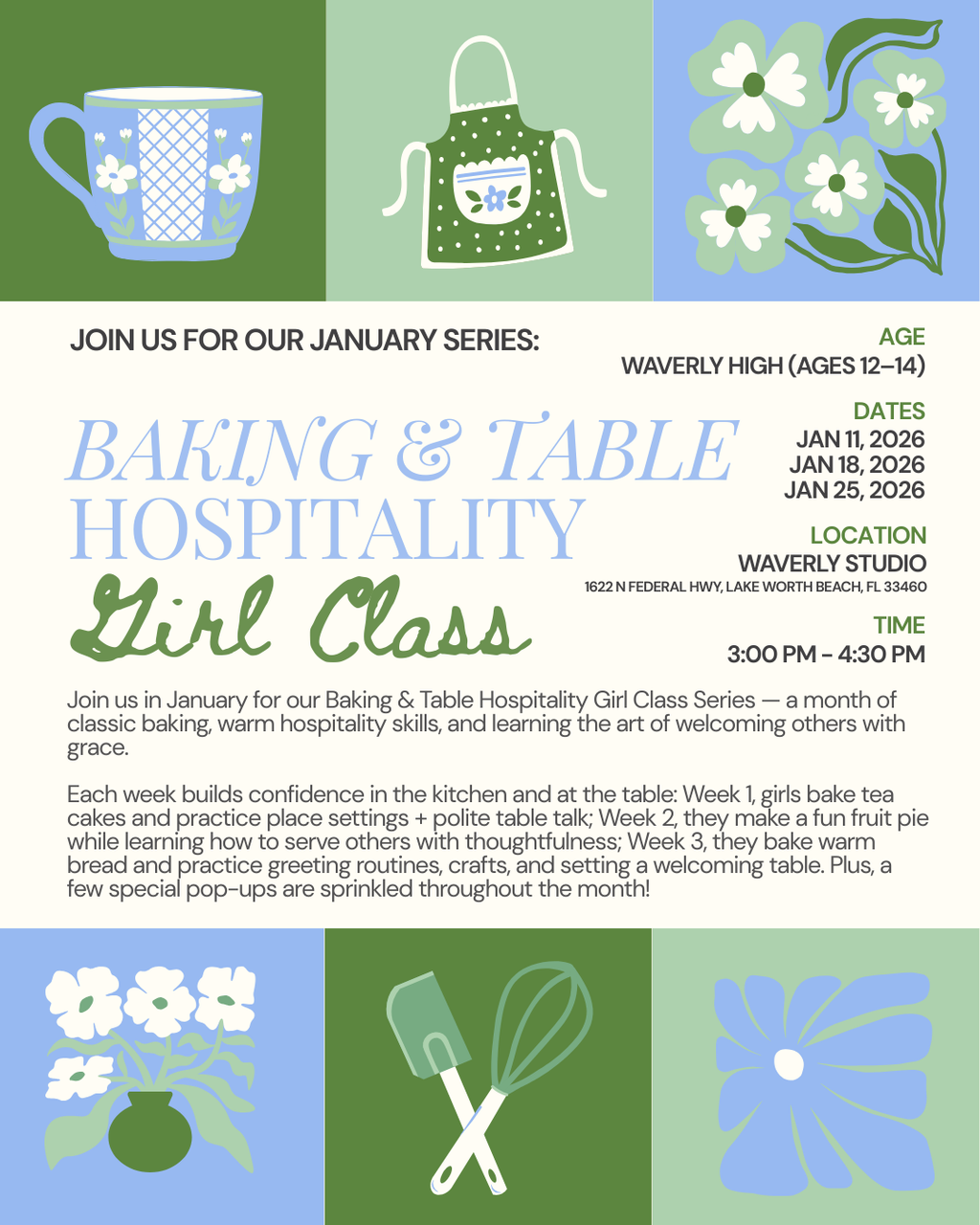 Waverly High: Baking & Table Hospitality (January Girl Class Series)